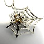 Two tone spider web pendant necklace Silver Photo 5