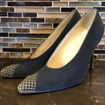 Spanish Leather collection vintage heels Italy Women’s Size 8 Black Gold Wire Photo 1