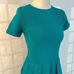 Shoshanna  teal green blue short sleeve ribbed pleated dress size medium Photo 1