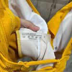 Yellow Ruffle Ribbed One Piece Deep V Swim Bathing Suit Photo 4