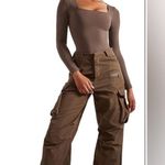 SUUKSESS Women's Square Neck Long Sleeve Bodysuit (736) Brown Size L Photo 2