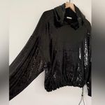 Nicole Miller Stretch Long Sleeve Hoodie in Black Sequins - Size XL Photo 4