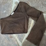 POL One Shoulder Brown Crop Top bodycon ribbed stretch Photo 0