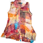Minkas Mesh Sleeveless Tunic Top Women Large Artsy Boho Abstract Festival Retro Red Photo 8