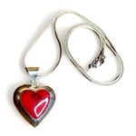 TAXCO Sterling Silver Red Jasper Heart Cabochon Pendant Necklace Photo 1