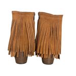 Taos Fringe Ankle Boots Womens 8 8.5 Brown Suede‎ Leather Western BOHO Festival Photo 2