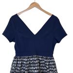 Miami navy blue V neck fit and flare short sleeve lace overlay dress large NEW Photo 2