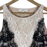 Loft Sleeveless Top Womens 2 Cream Black Floral Eyelash Lace Overlay Coquette Photo 2