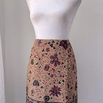 Mixit Vintage Y2K  Tan, Burgundy & Black Floral Print Knee Length Wrap Skirt Photo 0