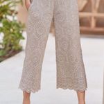 Sundance Menara Linen Blend Eyelet Scalloped Culottes Crop Pants Size XS Photo 0