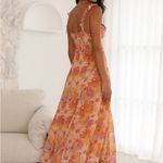 Hello Molly  Orange Floral Maxi Dress L – Tie Strap Boho Vacation Resortwear NWT Photo 1