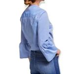 Boden Wide Bell Long Sleeve Ruffle Front Button Down Shirt Top Blue Size 6 UK 10 Photo 1