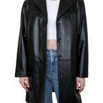 Cabela's Vintage 90s Cabela’s Black Leather Blazer Trench Coat Photo 0