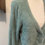 Aerie  | Green Fuzzy Cardigan Sweater Photo 3