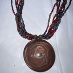 Vintage Seed Bead and Polished Stone Necklace Blue Photo 8