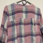 Habitat Size S Pink Plaid 3/4 Sleeve Linen Button Up Top Photo 5