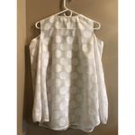 Chico's  Textured Polka-Dot Cold-Shoulder Optic White Top Shirt Blouse Size 1 Med Photo 2