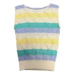 Women's Crochet Pastel Striped Preppy Sweater Vest Size undefined Photo 0