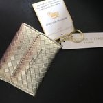 Adrienne Vittadini A.V. gold basket weave wallet id card RFID Keychai Photo 2