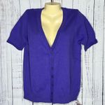 Denim & Co . Essentials NWT Sz M Purple Cotton Blend Button Down Sweater Cardigan Photo 0