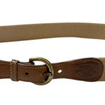 Original Hurray Womens Canvas Belt – Size 32 Tan Leather Trim Brass Photo 0