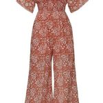 Cleobella Rent the runway sz small printed jess orange floral jumpsuit printed Photo 4