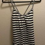 Old Navy  Black & White Striped Ribbed Tank With Built-In Bra Size L Photo 0