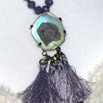 Vintage Geode Crystal, Tasso and Bead Chunky Layered Statement Necklace Purple Photo 1