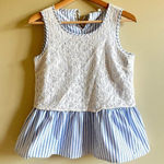 Pleione Blue Lace Overlay Striped Print Tank Top Tie Back Womens Size S Photo 0