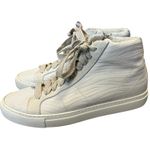 P448 Star White Zebra Embossed High Top Leather Sneakers Metallic Preppy Casual Photo 0