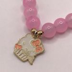 Hello Kitty Handmade Pink & White Glass Beaded  Angel Cupcake Charm Bracelet Photo 1