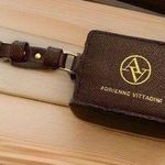 Adrienne Vittadini Adrienne Vitadini Brown luggage tag ID holder brown leather gold tone Logo Photo 0