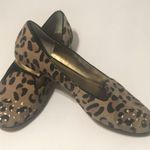 Anne Klein Suede Leopard Gold Trim Flats Photo 3