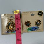 Vintage 14K GP Rainbow Flake Turquoise Pendant Necklace & Earrings Set Blue Photo 8