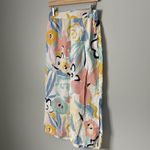 Rachel Zoe  Women's 100% Linen Maxi Midi Skirt Floral Pastel Colors Size Small Photo 2