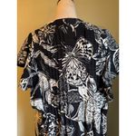 Maeve Anthropologie Black White Floral Maxi Dress V Neck Ruffle Small boho Flowy Photo 3