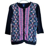 Doncaster Cardigan Womens XS Multicolor Paisley Print Button 3/4 Sleeve Sweater Photo 0