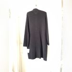 Calvin Klein New black ribbed sweater coat dress L knee length full zip up Photo 13