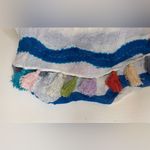 Renee’s NYC Accessories Y2K Viscose Blue and White Striped Scarf with Tassels Photo 5