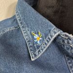 Vintage Lauren Brooks Boho Floral Embroidered Denim Button Down Top Size S Blue Photo 5