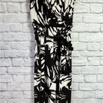 Eliza J  Black White Abstract Faux Wrap Jumpsuit Sleeveless Wide Leg Size Small Photo 2
