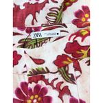 ZARA Womens Pants Red Floral Wide Leg Linen Blend Pleated Trouser Boho Small Photo 3