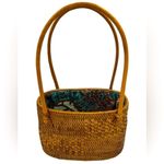 Bali NWOT BOHO Handmade Wick Mini Tote Bag Blue Photo 1
