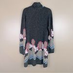 Shana K Charcoal Gray Pink Polka Dot Floral Retro Turtleneck Shift Dress Small Photo 8