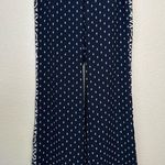 CAbi Paisley Track Star Navy Blue White Wide Leg Casual Pants Photo 5
