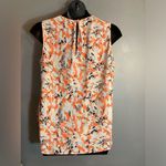 DKNY orange/black floral chiffon sleeveless blouse Photo 6