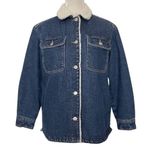 Old Navy Sherpa Denim Utility Jacket Shacket Women’s Size S Blue Heavyweight Photo 3
