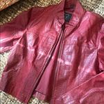 XOXO Vintage Y2K Red Crocodile Leather Biker Jacket Size Medium Photo 7