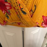 Guess Yellow Wrap Cropped Blouse Photo 6