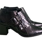 Tibi Black Croc Embossed Buckle Billie Bootie Womens Size 35 / US 5 Photo 0